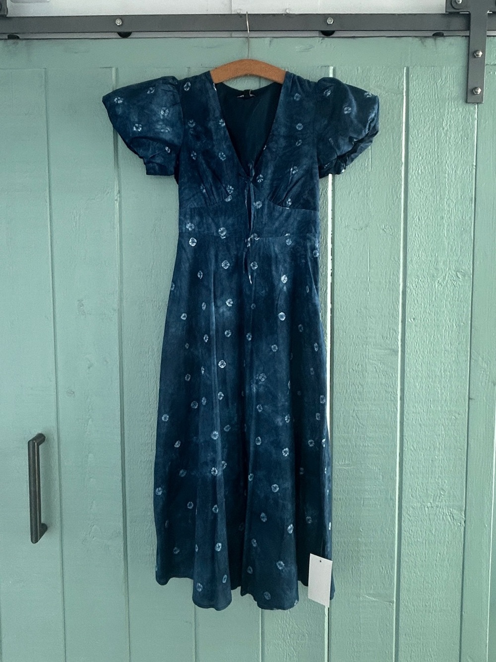 Nobodys Child Shibori Indigo Flowy Blue Midi Summer Dress 2 Womens Natural Fiber
